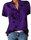 billige Bluser og skjorter til kvinner-Dame Store størrelser Bluse Skjorte Geometrisk Trykt mønster V-hals Topper Hvit Svart Blå