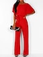 cheap Women&#039;s Jumpsuits-Women&#039;s Casual Daily Going out Blue Black Pink Loose Jumpsuit Solid Color Wide Leg Belted