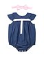 voordelige Babyrompers-2 stuks Baby Meisjes Actief / Standaard Patchwork Strik Mouwloos Eendelig blauw / Peuter