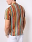 cheap Men&#039;s Shirts-Men&#039;s Daily Shirt Striped Print Short Sleeve Slim Tops Basic Streetwear Red Orange Green / Beach