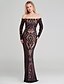 olcso Estélyi ruhák-Sheath / Column Celebrity Style Formal Evening Dress Off Shoulder Long Sleeve Floor Length Sequined with Sequin 2021