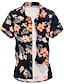 cheap Men&#039;s Shirts-Men&#039;s Plus Size Floral Shirt - Cotton Basic Casual Black / Navy Blue / Short Sleeve