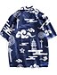 cheap Men&#039;s Shirts-Men&#039;s Color Block Graphic Print Shirt Basic Casual Beach Round Neck Blue / Short Sleeve
