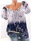 cheap Plus Size Tops-Women&#039;s T shirt Floral Plus Size Short Sleeve Daily Loose Tops Basic V Neck Blue Blushing Pink Army Green