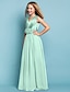 cheap Junior Bridesmaid Dresses-Sheath / Column Floor Length V Neck Chiffon Fall Junior Bridesmaid Dresses&amp;Gowns With Flower Wedding Party Dresses 4-16 Year