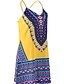 abordables Robes Mini-Femme Robe Droite Sans Manches basique Imprimer Géométrique Col V Jaune Bleu Orange S M L XL