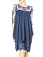 cheap Women&#039;s Dresses-Women&#039;s Sheath Dress Short Mini Dress - Half Sleeve Solid Colored Lace Spring Summer Plus Size Going out Slim Wine Navy Blue S M L XL XXL 3XL 4XL 5XL