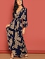 cheap Maxi Dresses-Women&#039;s A Line Dress Maxi long Dress Black Navy Blue Long Sleeve Geometric Spring &amp; Summer V Neck Hot Elegant 2022 S M L XL