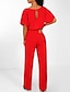 cheap Women&#039;s Jumpsuits-Women&#039;s Casual Daily Going out Blue Black Pink Loose Jumpsuit Solid Color Wide Leg Belted