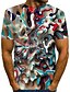 billige T-skjorter og singleter til herrer-Rund hals EU / USA størrelse T-skjorte Herre - Geometrisk / Fargeblokk / 3D, Trykt mønster Grunnleggende / Gatemote Regnbue / Sommer / Kortermet