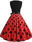levne Vintage šaty-Dámské Áčkové šaty Bez rukávů Geometrický Patchwork Tisk Vintage Rubínově červená S M L XL XXL