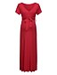 cheap Maternity Dresses-Women&#039;s Sheath Dress Black Red Short Sleeve Solid Colored Lace up Pleated V Neck Elegant Sophisticated S M L XL / Cotton / Maxi / Maternity / Cotton