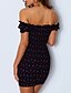 cheap Mini Dresses-Women&#039;s Red Black Dress Elegant Street chic Sheath Floral Off Shoulder Patchwork Print S M / Cotton