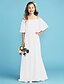 お買い得  ジュニア ブライドメイド ドレス-A-Line Floor Length Off Shoulder Chiffon Junior Bridesmaid Dresses&amp;Gowns With Pleats Kids Wedding Guest Dress 4-16 Year