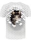 cheap Men&#039;s Tees &amp; Tank Tops-Men&#039;s T shirt Color Block 3D Animal Round Neck Club Beach Print Short Sleeve Tops Streetwear Exaggerated White