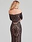 olcso Estélyi ruhák-Sheath / Column Celebrity Style Formal Evening Dress Off Shoulder Long Sleeve Floor Length Sequined with Sequin 2021