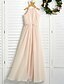 cheap Junior Bridesmaid Dresses-A-Line Floor Length Junior Bridesmaid Dress Wedding Chiffon Sleeveless Crew Neck with Lace 2022