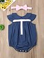 cheap Baby Girls&#039; One-Piece-2pcs Baby Girls&#039; Active / Basic Patchwork Bow Sleeveless Romper Blue / Toddler