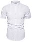cheap Men&#039;s Shirts-Men&#039;s Solid Colored Pleated Shirt - Cotton Basic Causal Casual Standing Collar White / Black / Short Sleeve