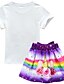 abordables Ensembles pour filles-Kids Toddler Girls&#039; Active Street chic Unicorn Floral Cartoon Short Sleeve Regular Regular Cotton Clothing Set Purple