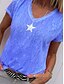 abordables Tops de tallas grandes-Mujer Tallas Grandes Gráfico Un Color Corte Ancho Camisa Escote en Pico Azul Piscina / Amarillo / Rosa / Azul Real / Gris