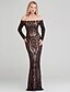 olcso Estélyi ruhák-Sheath / Column Celebrity Style Formal Evening Dress Off Shoulder Long Sleeve Floor Length Sequined with Sequin 2021