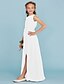 cheap Junior Bridesmaid Dresses-Sheath / Column Crew Neck Floor Length Chiffon Junior Bridesmaid Dress with Sash / Ribbon / Draping / Split Front / Wedding Party / Furcal