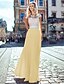 cheap Prom Dresses-Women&#039;s Chiffon Dress Maxi long Dress Yellow Green Short Sleeve Dusty Rose Color Block Backless Lace Spring &amp; Summer Round Neck Boho 2021 S M L XL