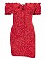 cheap Mini Dresses-Women&#039;s Red Black Dress Elegant Street chic Sheath Floral Off Shoulder Patchwork Print S M / Cotton