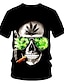 baratos T-shirts Homem com Estampado 3D-Men&#039;s T shirt Graphic 3D Skull Print Short Sleeve Daily Wear Tops Streetwear Exaggerated Round Neck Black / Club