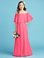 cheap Junior Bridesmaid Dresses-A-Line Floor Length Off Shoulder Chiffon Junior Bridesmaid Dresses&amp;Gowns With Pleats Kids Wedding Guest Dress 4-16 Year