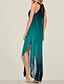 Χαμηλού Κόστους Πάρτι Φορέματα-Γυναικεία Μακρύ φόρεμα Πράσινο του τριφυλλιού Αμάνικο Συνδυασμός Χρωμάτων Σκίσιμο Στρογγυλή Λαιμόκοψη καυτό Κομψό M L XL XXL 3XL / Σιφόν