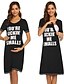 Χαμηλού Κόστους Φορέματα Εγκυμοσύνης-Γυναικεία Κοντομάνικο φόρεμα Μαύρο Κοντομάνικο Γράμμα Κουρελού Στάμπα Στρογγυλή Λαιμόκοψη Βασικό Κομψό Υπερμεγέθη Τ M L XL XXL / Ως το Γόνατο / Εγκυμοσύνη