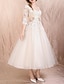 preiswerte Cocktailkleider-A-Linie Cocktailkleider Elegant Kleid Verlobung Abiball Knöchellänge Halbe Ärmel U-Ausschnitt Spitze mit Applikationen 2024