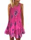 baratos Mini Vestidos-Women&#039;s Boho Mini Skater Dress - Floral Print Light Blue White Blushing Pink S M L XL