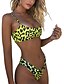 cheap Women&#039;s Swimwear &amp; Bikinis-Women&#039;s Tankini Swimwear Swimsuit Bathing Suits - Leopard Blue Yellow Fuchsia S M L