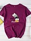 cheap Women&#039;s T-shirts-Women&#039;s Daily Wear Street Basic Cotton Loose T-shirt - Animal / Cartoon / Letter Print Purple