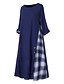 halpa Maksimekot-Women&#039;s Plus Size Green Navy Blue Dress Street chic A Line Color Block Patchwork M L Loose / Cotton