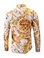 cheap Men&#039;s Shirts-Men&#039;s Color Block Graphic Lion Patchwork Print Shirt Basic Street Casual / Daily Classic Collar Yellow / Long Sleeve / Animal