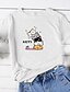billiga T-shirts för damer-Tryck, Djur / Tecknat / Bokstav Bomull T-shirt - Grundläggande Dam Ledig Purpur