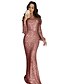 cheap Evening Dresses-Women&#039;s Sheath Dress Long Sleeve Solid Colored Blue Blushing Pink Light Brown Silver S M L XL XXL