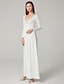 halpa Tanssiaismekot-A-Line Elegant &amp; Luxurious Elegant Formal Evening Dress Plunging Neck Long Sleeve Floor Length Milk Fiber with Split Front 2020