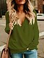 cheap Plus Size Tops-Women&#039;s Solid Colored Pullover Long Sleeve Sweater Cardigans V Neck Black Red Green