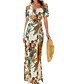 cheap Women&#039;s Dresses-Women&#039;s Maxi Sheath Dress - Floral Off Shoulder Beige S M L XL