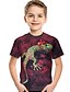 cheap Tops-Kids Toddler Boys&#039; T shirt Tee Short Sleeve Dinosaur Print Geometric 3D Animal Print Wine Children Tops Summer Active Basic Cool