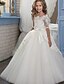 cheap Flower Girl Dresses-Ball Gown Floor Length Flower Girl Dresses Christmas Cotton / nylon with a hint of stretch Half Sleeve Boat Neck with Lace