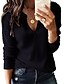 cheap Women&#039;s Blouses &amp; Shirts-Women&#039;s Blouse Plain Solid Colored Blouse Shirt Long Sleeve Knitting V Neck Basic Casual Black Gray S