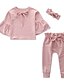baratos Conjuntos de bebé meninas-bebê Para Meninas Activo / Básico Rosa empoeirada Sólido Laço Manga Longa Padrão Algodão Conjunto Rosa / Bébé
