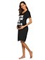 Χαμηλού Κόστους Φορέματα Εγκυμοσύνης-Γυναικεία Κοντομάνικο φόρεμα Μαύρο Κοντομάνικο Γράμμα Κουρελού Στάμπα Στρογγυλή Λαιμόκοψη Βασικό Κομψό Υπερμεγέθη Τ M L XL XXL / Ως το Γόνατο / Εγκυμοσύνη