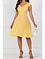 cheap Vintage Dresses-Women&#039;s Wine Yellow Dress 1950s Vintage Summer Going out Swing Solid Colored V Neck S M